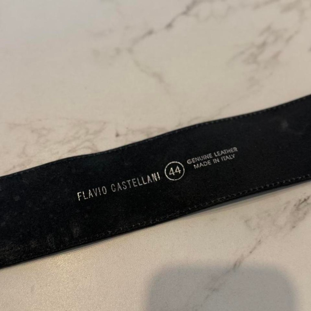 Flavio Castellani Wide Black Leather Belt Made in Italy - Picture 2 of 5